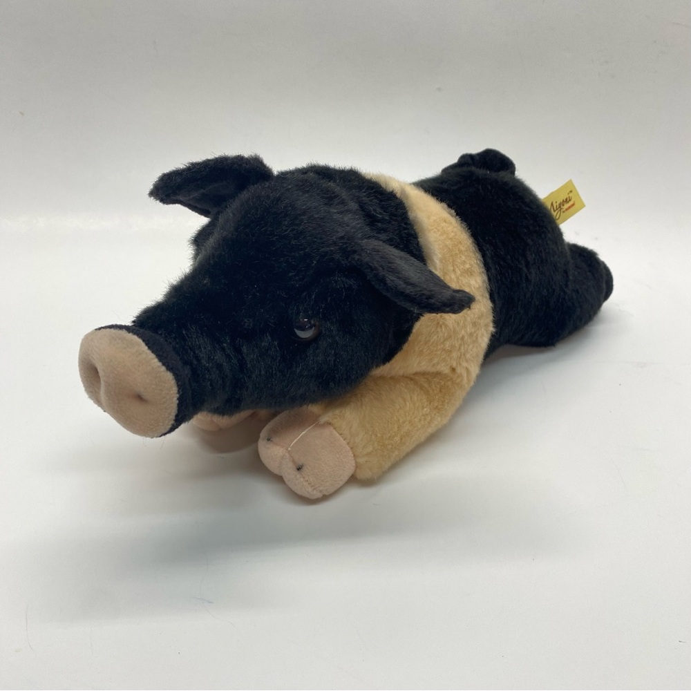 Aurora Miyoni Hampshire Pig Stuffed Animal Plush Black & Beige Life Like Toy